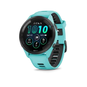 Forerunner® 265 (Black Bezel with Aqua Case and Aqua/Black Silicone Band)