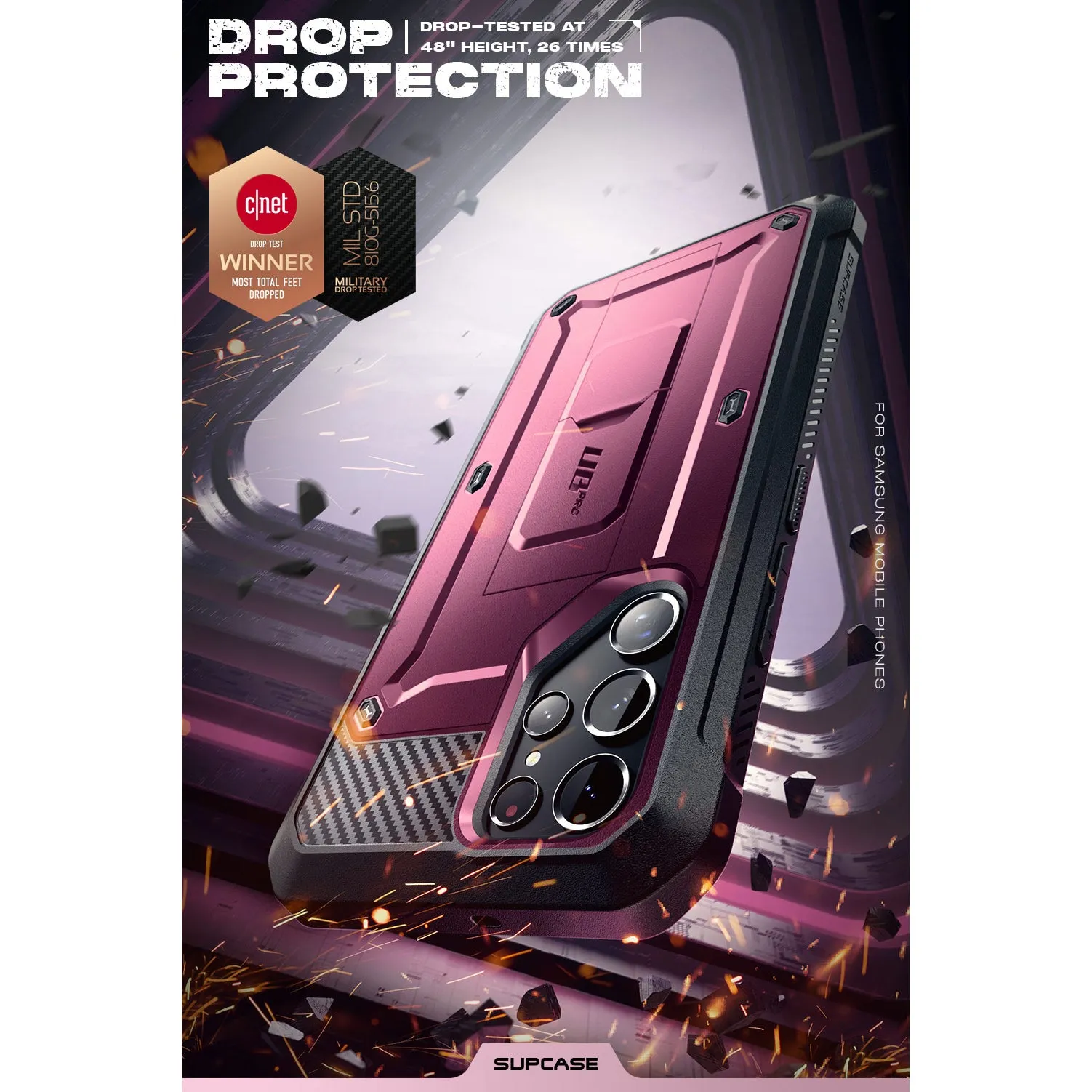 Galaxy S22 Ultra Unicorn Beetle PRO Rugged Case-Burgundy