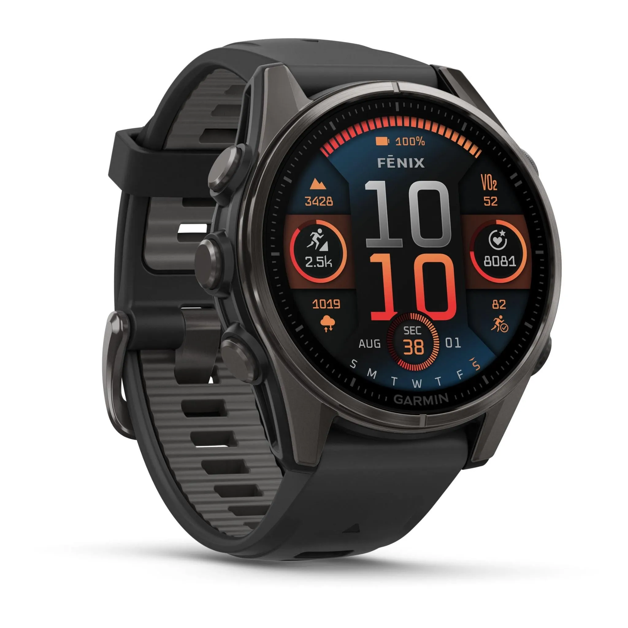 Garmin fenix® 8 43mm AMOLED Sapphire Edition Carbon Grey Titanium with Pebble Grey Band