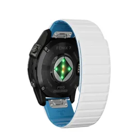 Garmin Fortex 701 Ballistic Edition Magnetic Silicone Dual Color Wristband with 26mm quick release (joint circumference: 170-230mm) - White / Blue