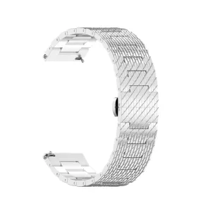 Garmin Vivoactive 4 stainless steel bracelet with stripes and butterfly clasp (joint circumference: 210 mm) - silver