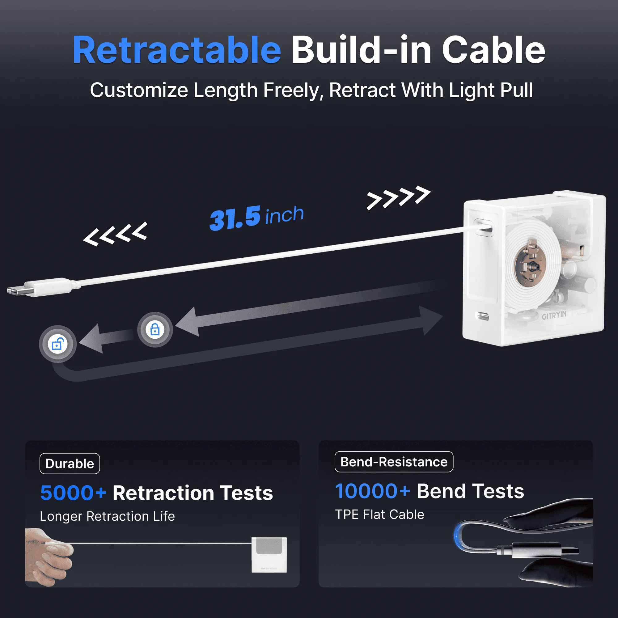 Gitryin Retractable Charger for 3C Devices