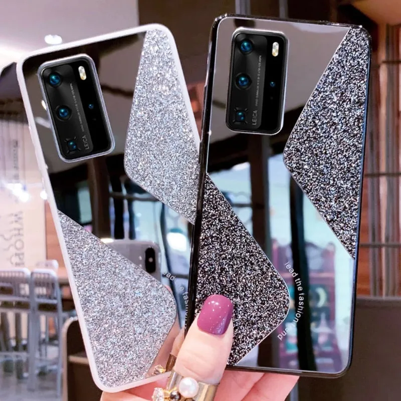 Glitter Makeup Mirror Phone Case For Samsung Galaxy