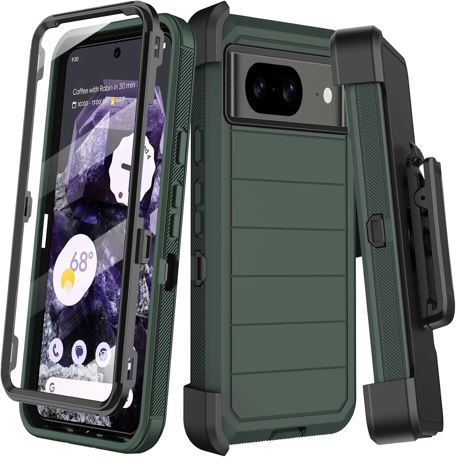 Google Pixel 9 Case Pro Case  Protector Belt Clip Holster Body Cover with Kickstand Black