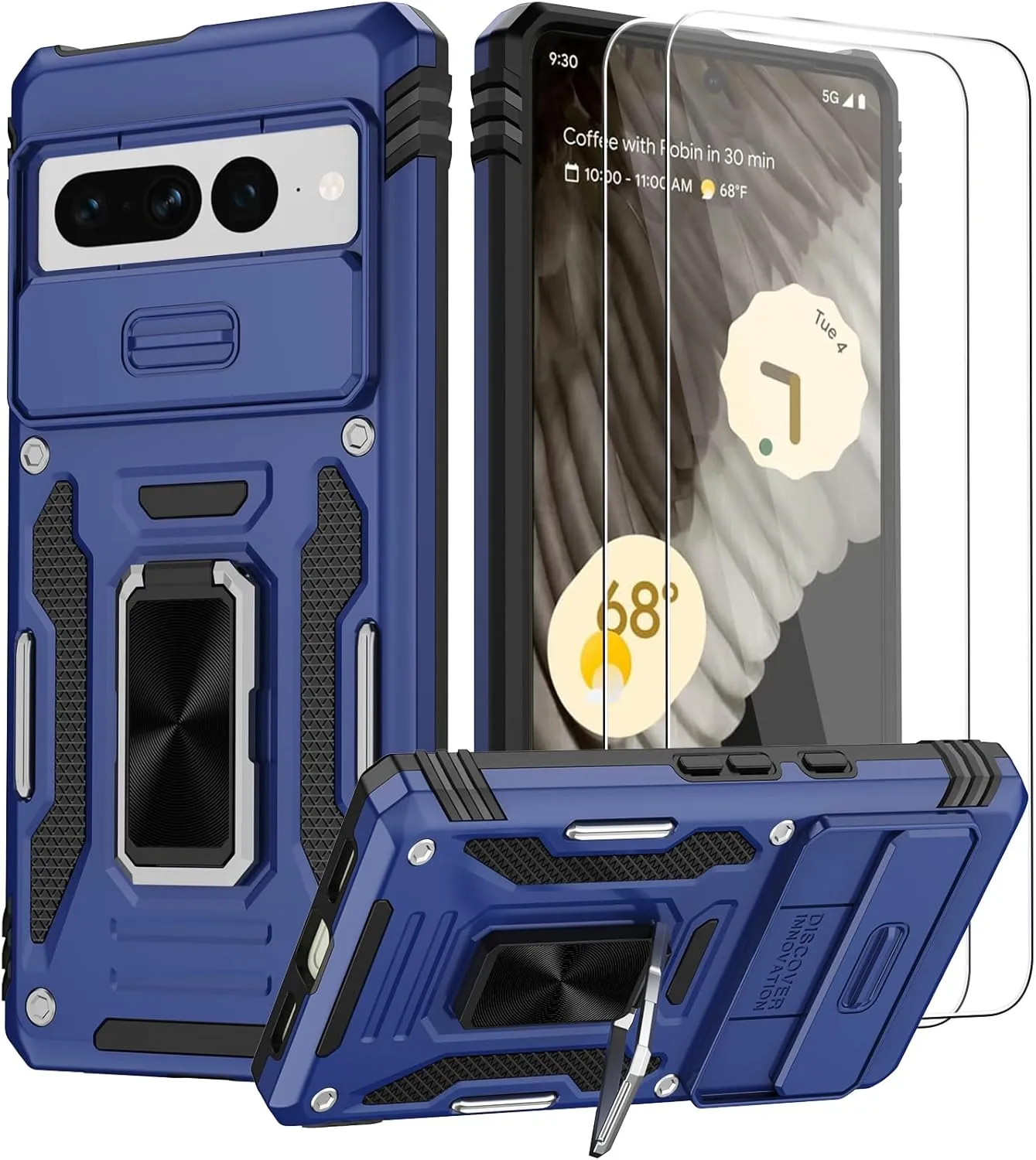 Google Pixel 9 Case Pro Case  Protector Belt Clip Holster Body Cover with Kickstand Black