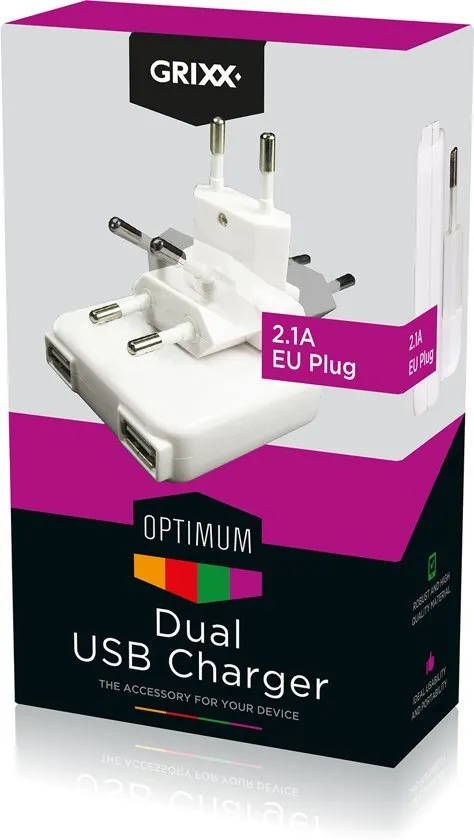 Grixx Grixx Optimum USB charger voor 2x USB