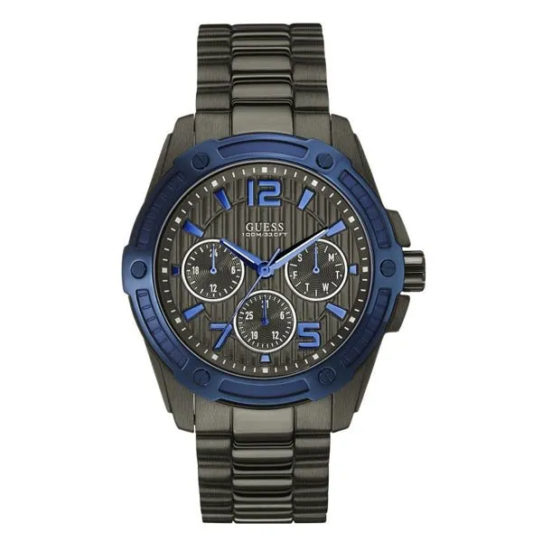 Guess Flagship Gunmetal Stainless Steel Gunmetal Dial Chronograph Quartz Watch for Gents - W0601G1