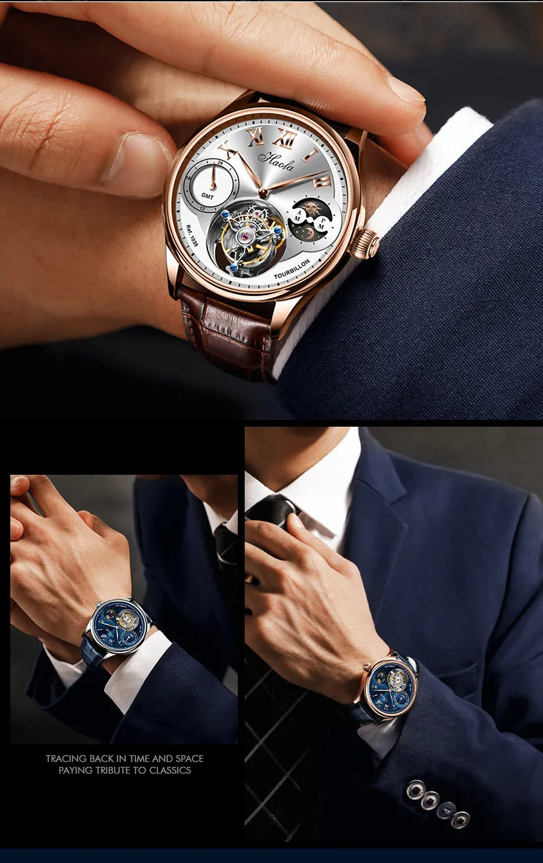 Haofa Luxury Tourbillon GMT Moonphase Watch 1038