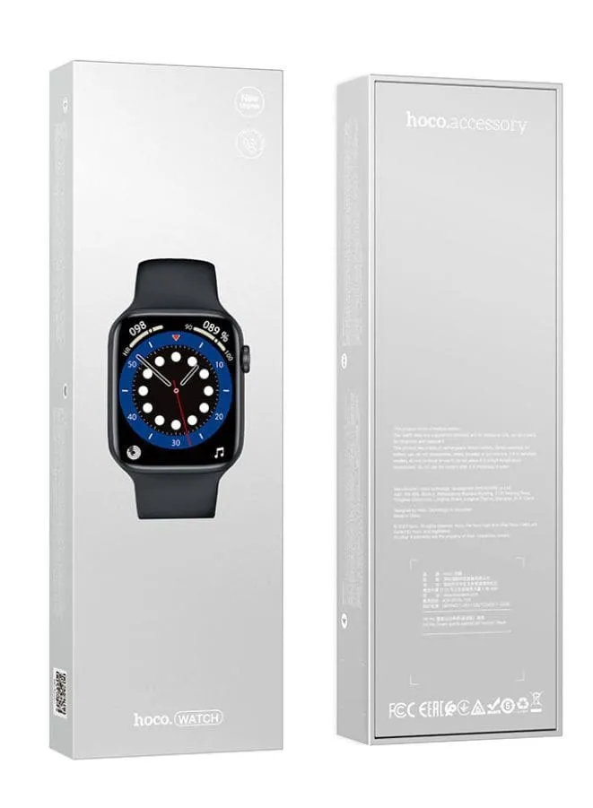 Hoco Y5 PRO Smart Watch With Full Display, Smart Split Screen & Long Battery Life, Support Calling, Full Screen, Heart Rate, Step Count, Sleep Alert (Black)