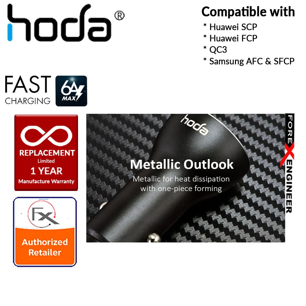 HODA Smart Fast Car Charger Compatible with Huawei SCP (SuperCharge), Huawei FCP (FastCharge), QC3, Samsung AFC & SFCP