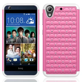 HTC Desire 626 Case, Crystal Rhinestone Slim Hybrid Dual Layer Case Cover for Desire 626 - Pink/White