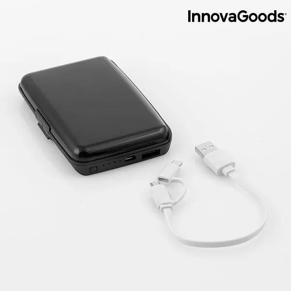 InnovaGoods 1800mAh Security & Power Bank Wallet - Black | 117681