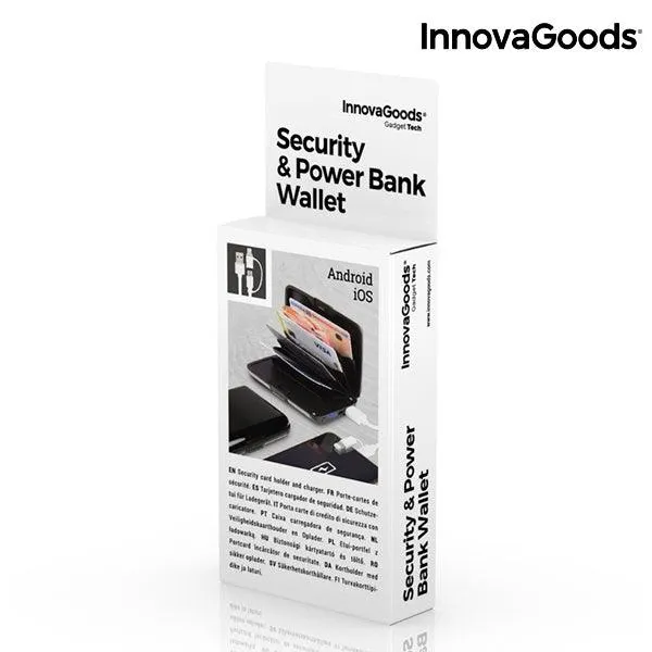 InnovaGoods 1800mAh Security & Power Bank Wallet - Black | 117681