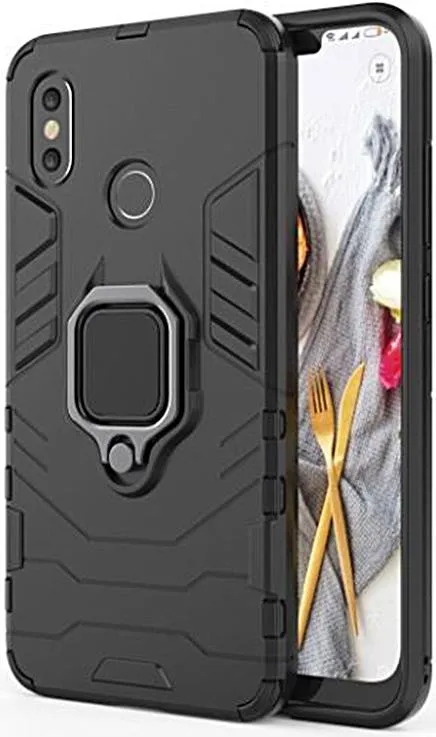 iPhone 13 Defender Armor Rugged Case with Ring Holder - Black