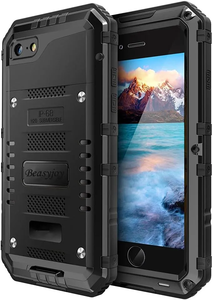 iPhone 15 Case Metal Heavy Duty Full Body Protective Defender Rugged Cover