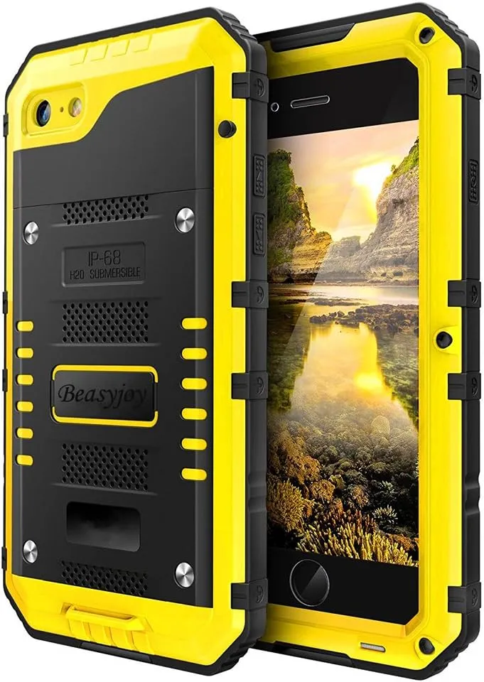 iPhone 15 Case Metal Heavy Duty Full Body Protective Defender Rugged Cover