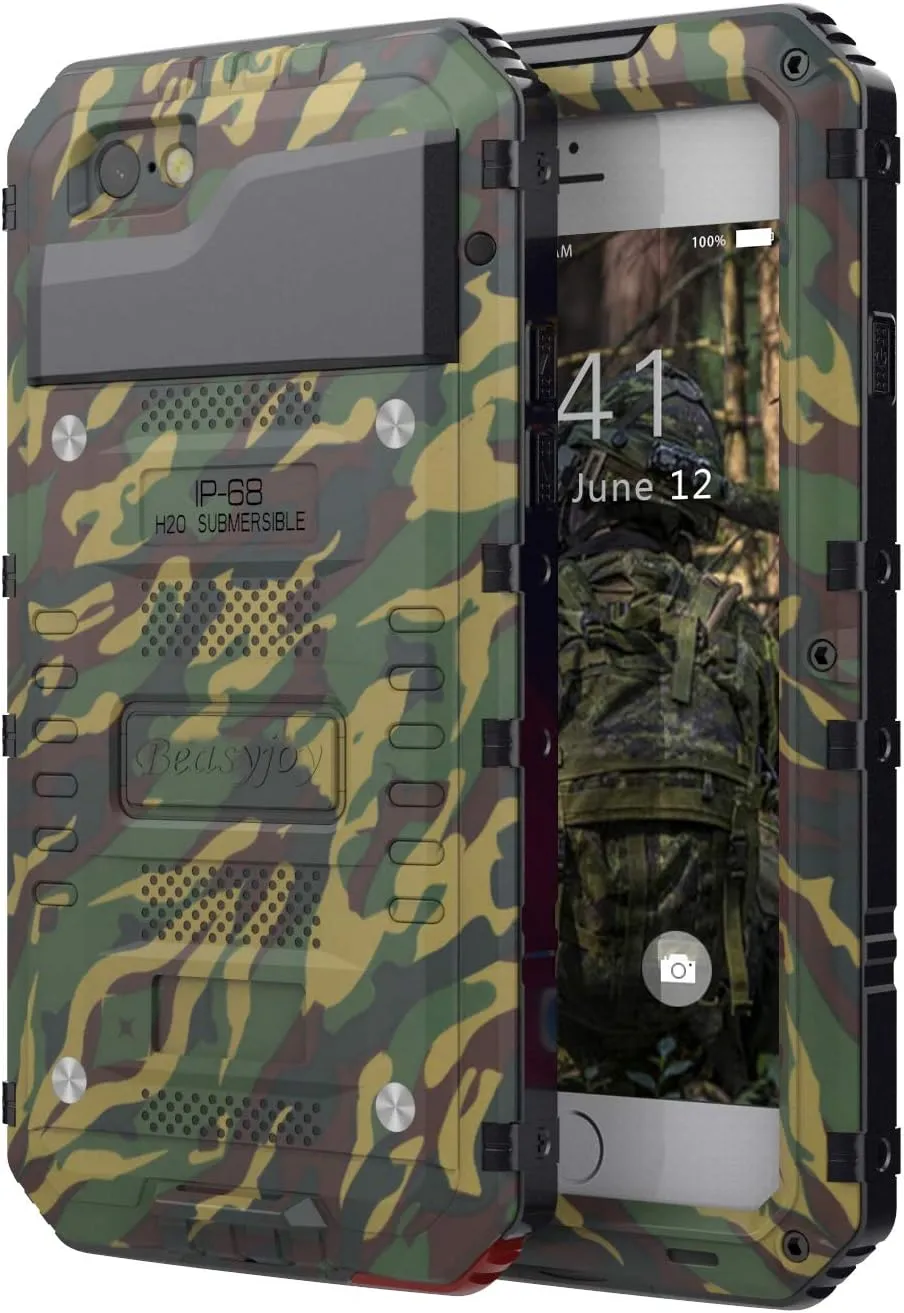 iPhone 15 Case Metal Heavy Duty Full Body Protective Defender Rugged Cover