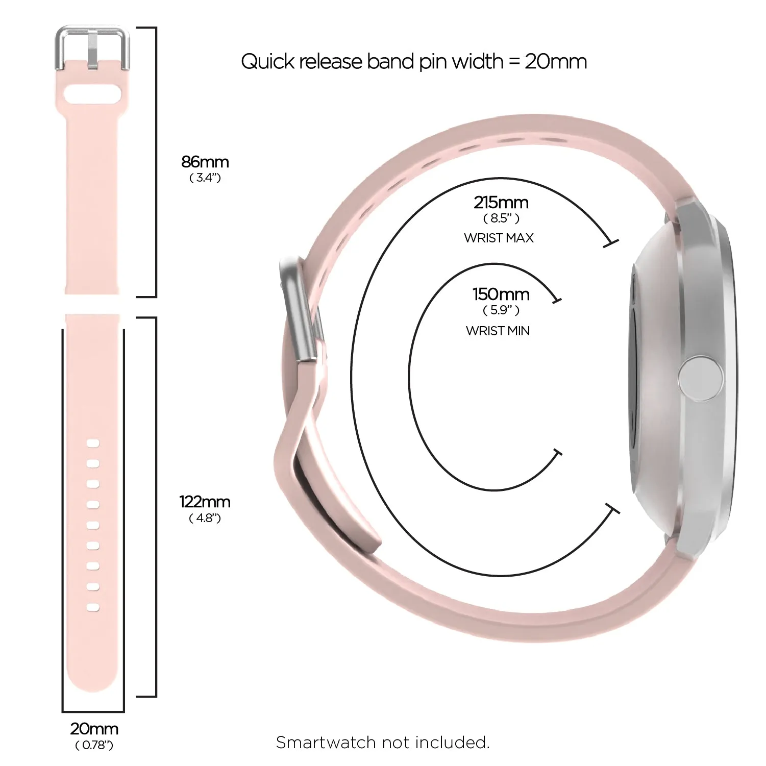 iTouch Air 3 40mm, Sport 3 & Sport Extra Interchangeable Strap: Blush SIlicone