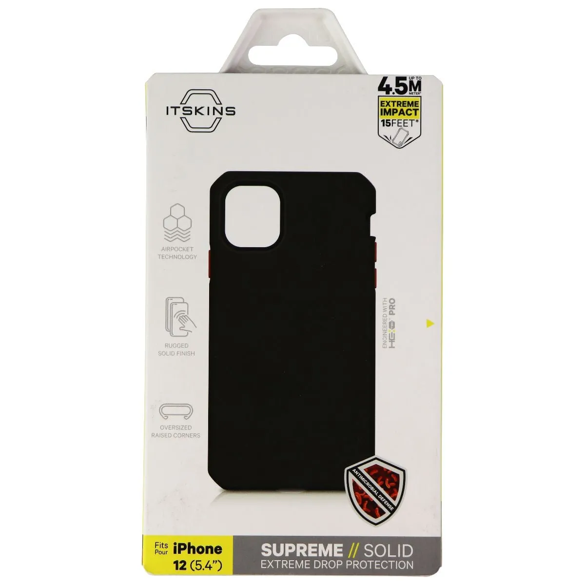 ITSKINS Supreme Solid Case for Apple iPhone 12 mini - Black / Red Buttons