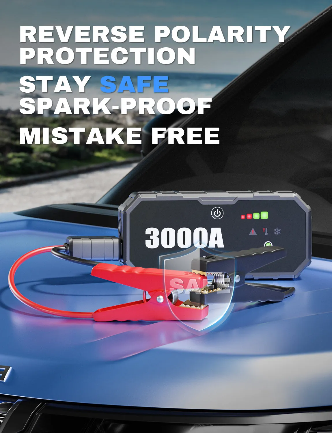 JFEGWO 3000A Car Jump Starter Battery Charger