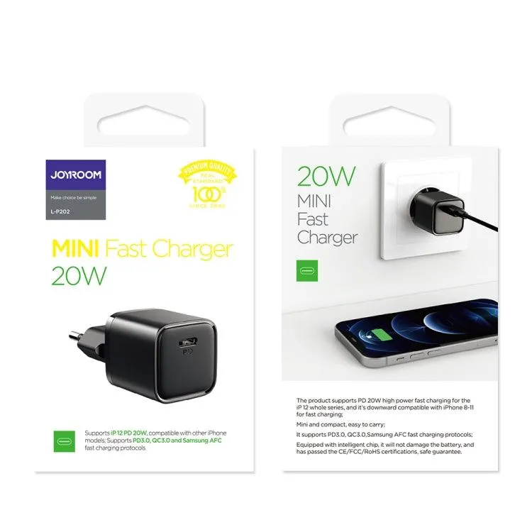 JOYROOM Mini 20W PD USB-C Fast Charger for Travel - EU Plug Compatible with iPhone 12 Series