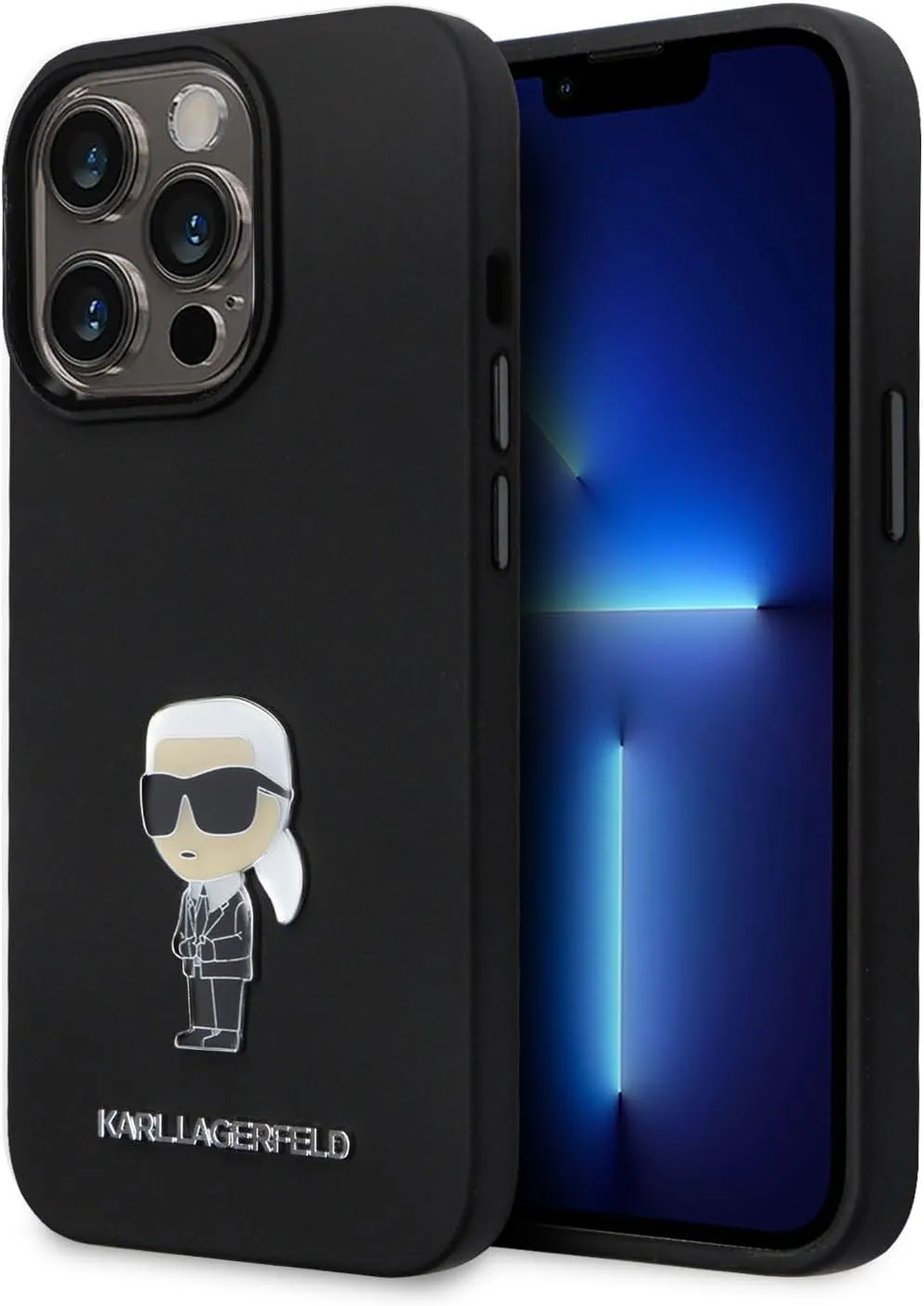 Karl Lagerfeld Ikonik Metal Pin Silicone Cover for iphone 15 Pro 6.1" Black - KLHCP15LSMHKNPK