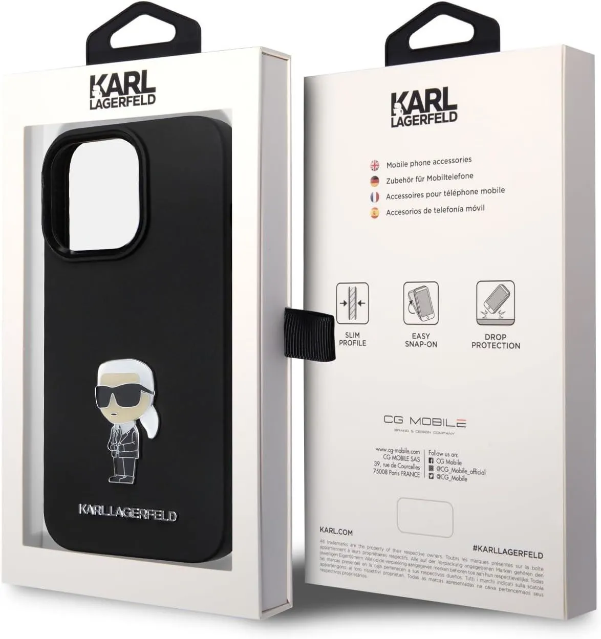 Karl Lagerfeld Ikonik Metal Pin Silicone Cover for iphone 15 Pro 6.1" Black - KLHCP15LSMHKNPK