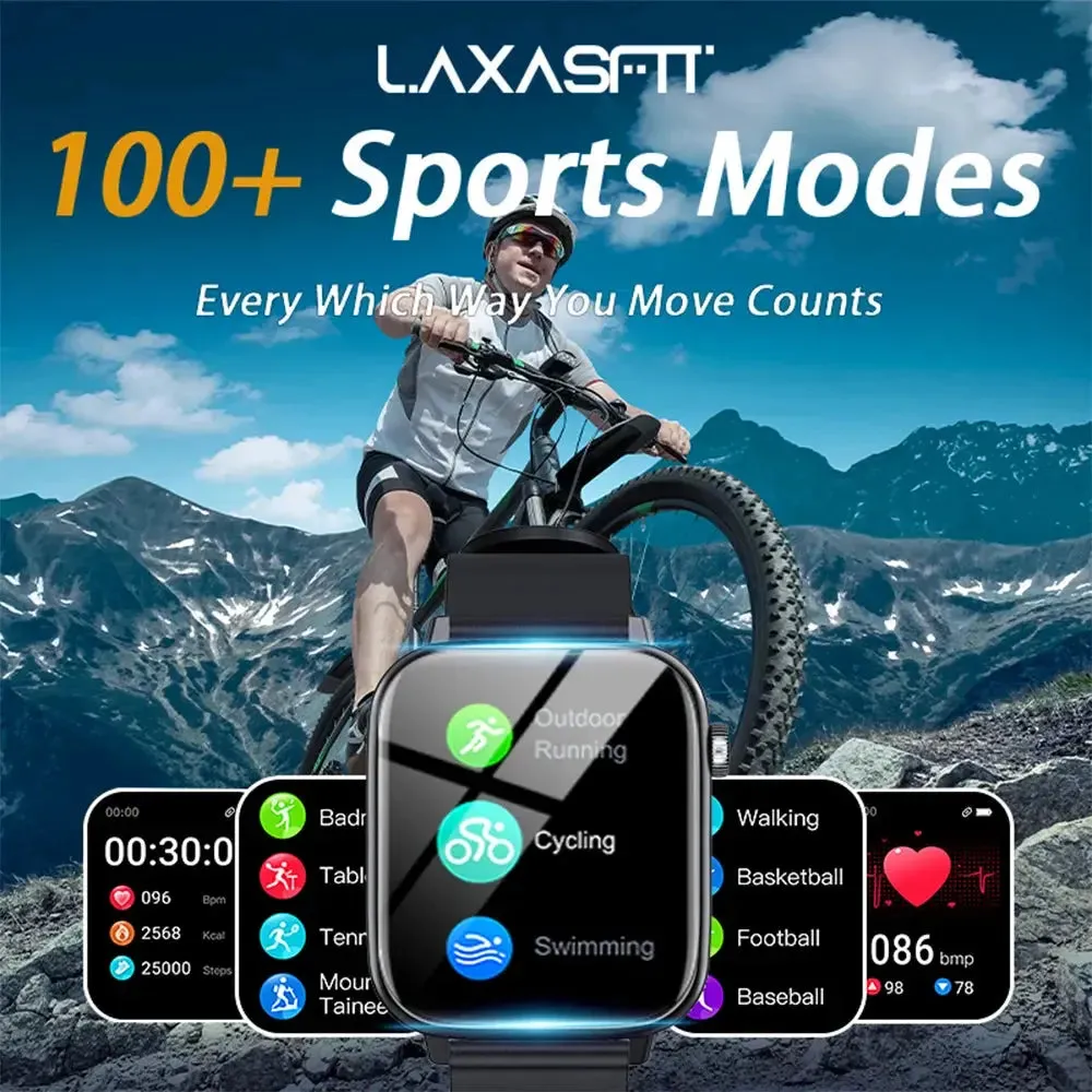 LAXASFIT Bluetooth Talk Smart Watch Message Reminder Sleep Monitoring IP68 Waterproof 100  Sport Mode Smart Watch Android IOS