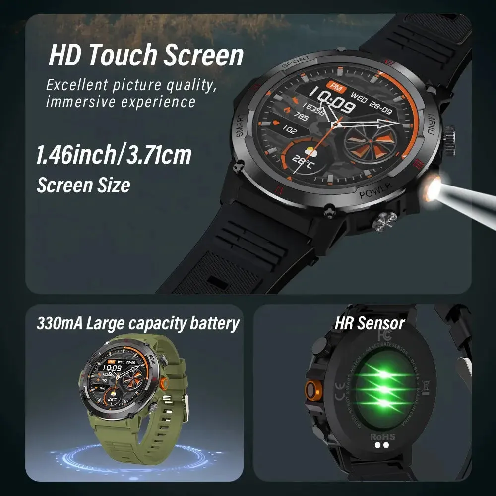 LAXASFIT New 2024 Smart Watch Men 1.46" Sports Fitness Bracelet Waterproof Voice Assistant Bluetooth Call Smartwatch Android IOS