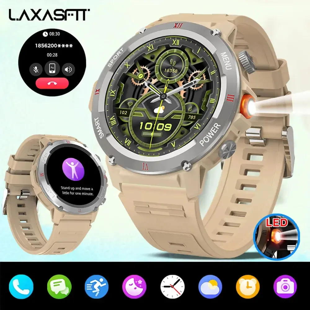 LAXASFIT New 2024 Smart Watch Men 1.46" Sports Fitness Bracelet Waterproof Voice Assistant Bluetooth Call Smartwatch Android IOS