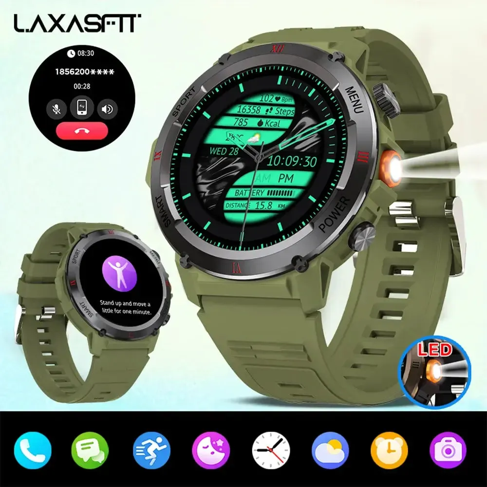 LAXASFIT New 2024 Smart Watch Men 1.46" Sports Fitness Bracelet Waterproof Voice Assistant Bluetooth Call Smartwatch Android IOS