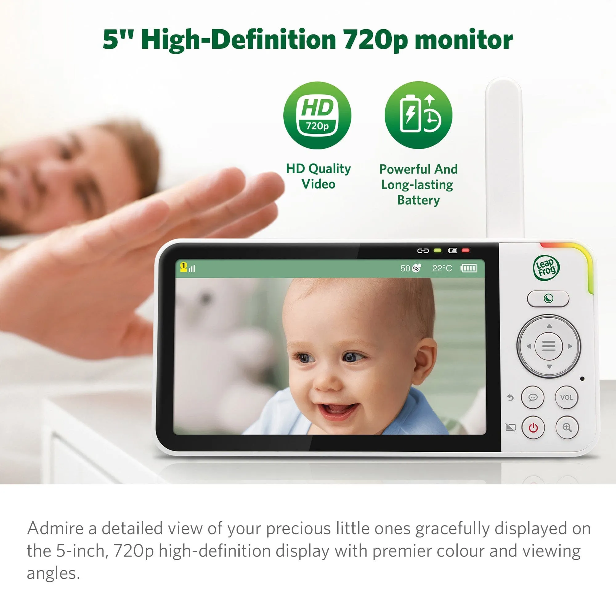 LeapFrog LF915HD 5" Video Baby Monitor with Colour Night Vision - White