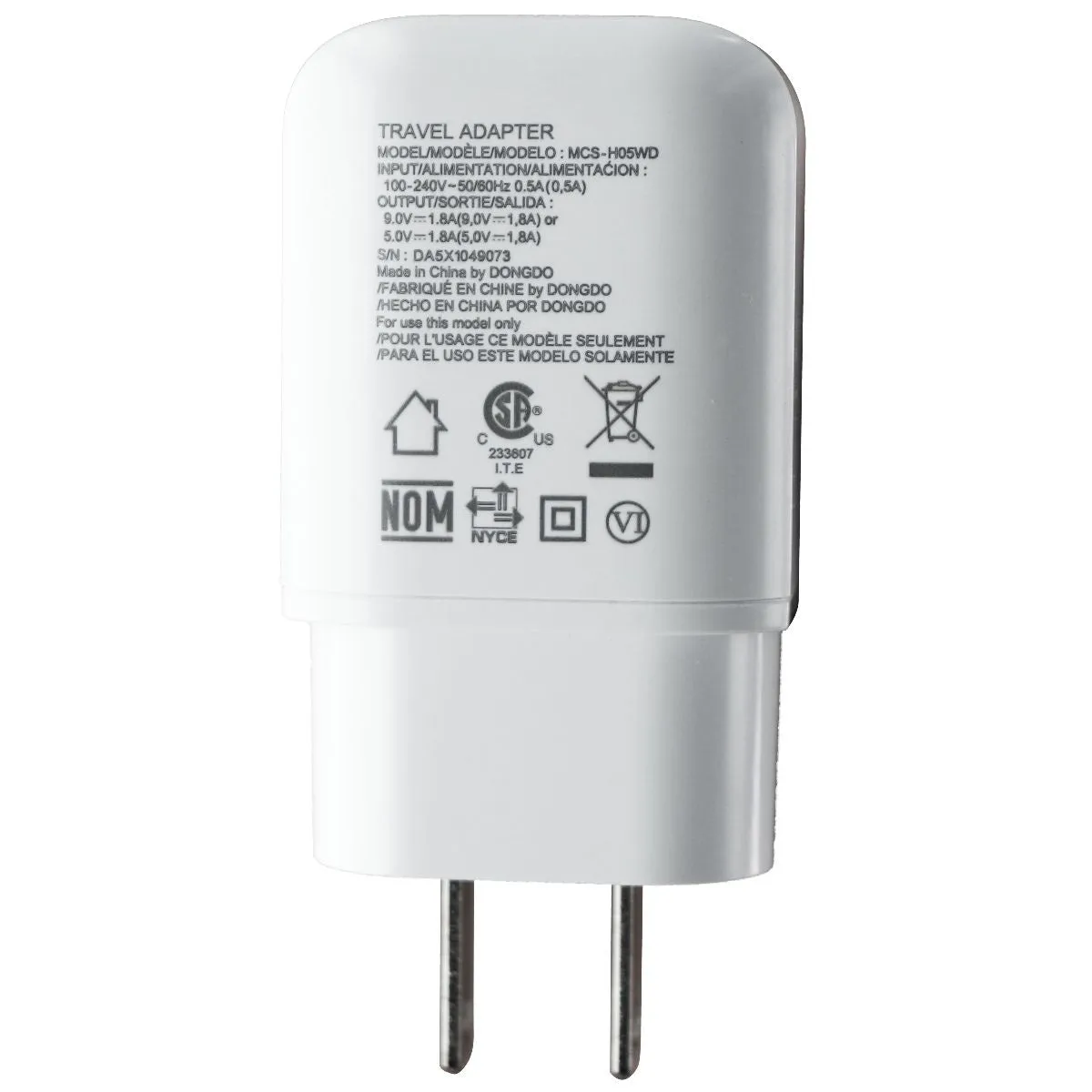 LG Fast Charge (5V/9V) Single USB Wall Charger/Adapter - White (MCS-H05W/ED)