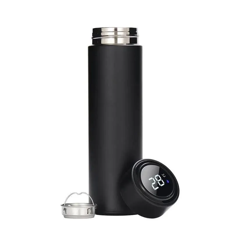 LUV HUB Smart Thermos Double Stainless-with LCD Smart Display -Steel Wall Smart Black Colour-Pack 1