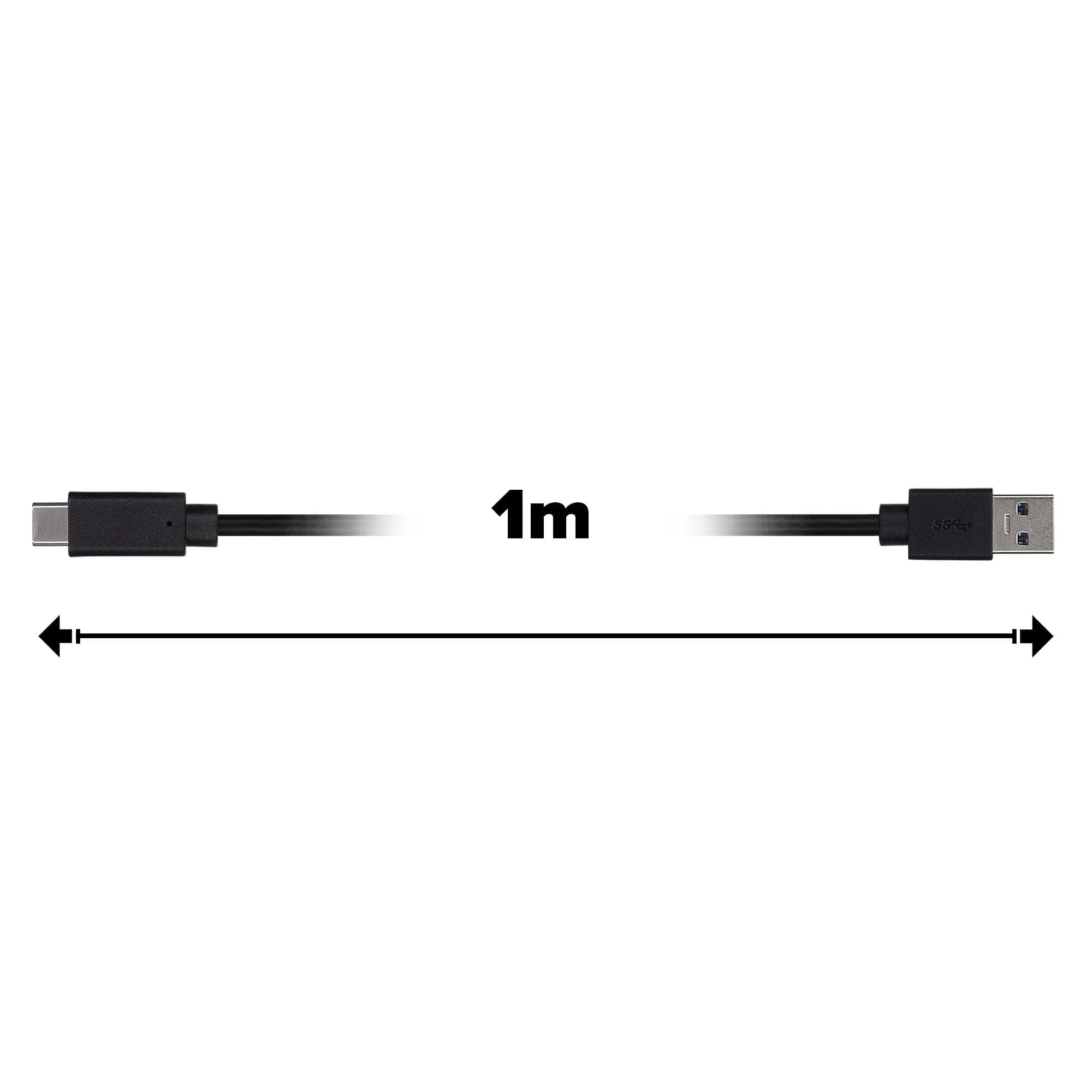 Maplin PRO USB-C to USB-A 3.1 Gen1 5Gbps Super Speed Cable - Black, 1m