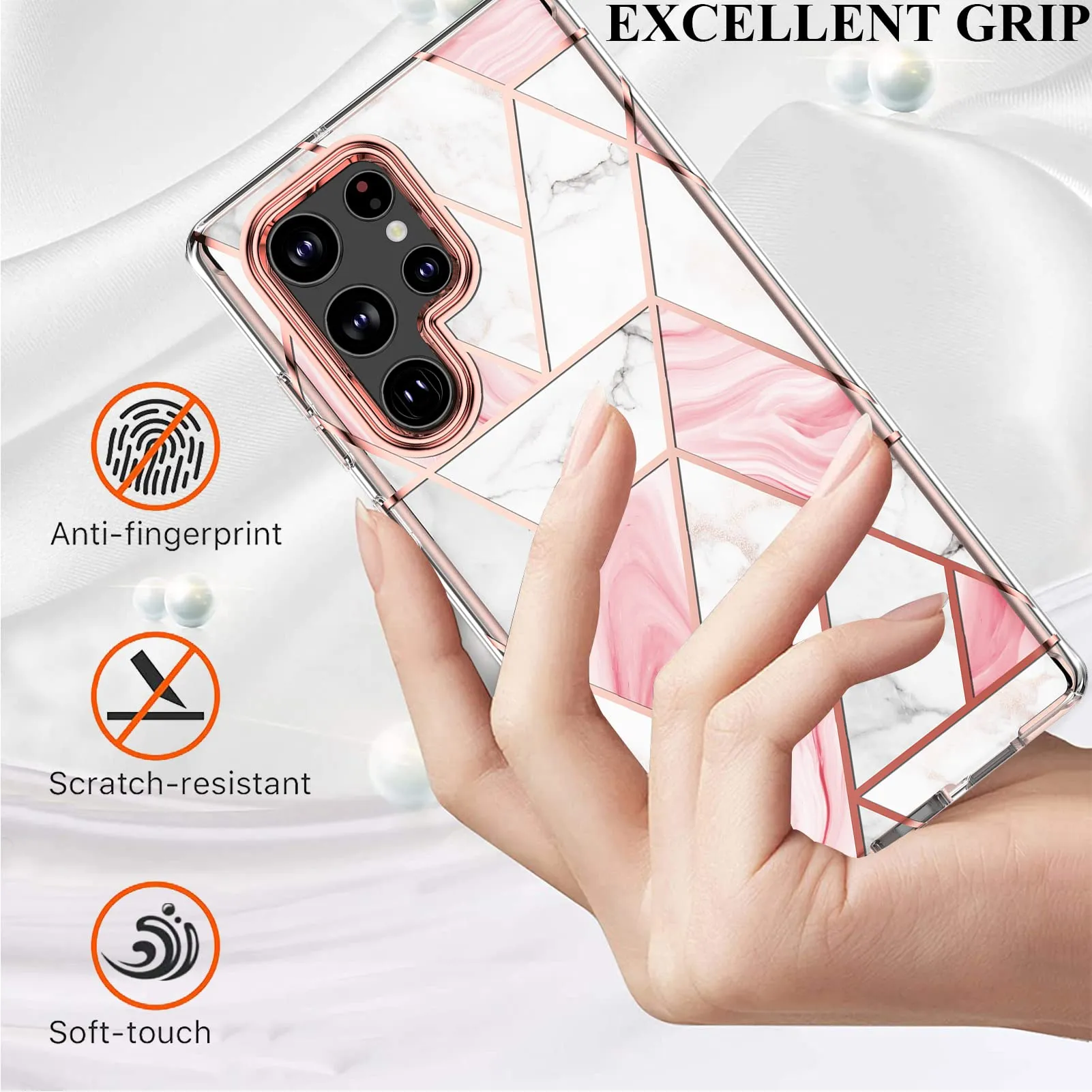 Marble Bundle for Samsung Galaxy S22 5G Ultra Case   Galaxy Buds Case |Pink