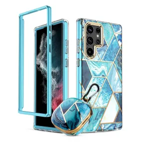 Marble Bundle for Samsung Galaxy S24 5G Ultra Case   Galaxy Buds Case - Blue