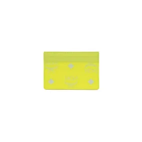 MCM Spectrum Diamond Mini Neon Yellow Visetos Leather Card Case Holder Wallet