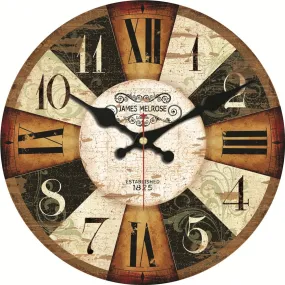 MEISTAR Vintage Wooden Clocks Brief Design Silent Home Cafe Office Wall Decor Clocks for Kitchen Wall Art  Large Wall Clocks