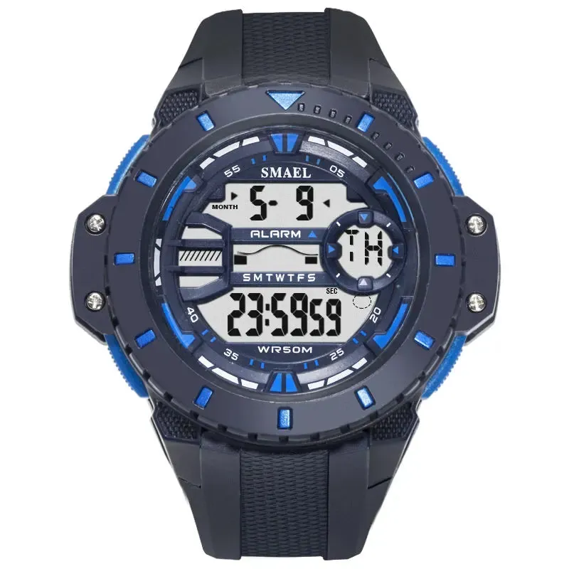 Mens Digital Wristwatches Waterproof SMAEL Sport Watches Alarm Shock Clock LED Watch Men Digital 1519 Military Watches Army Men