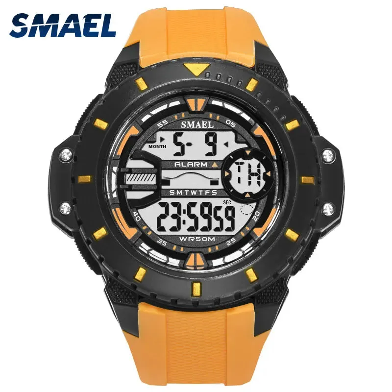 Mens Digital Wristwatches Waterproof SMAEL Sport Watches Alarm Shock Clock LED Watch Men Digital 1519 Military Watches Army Men