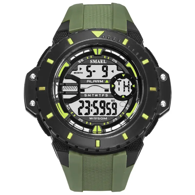 Mens Digital Wristwatches Waterproof SMAEL Sport Watches Alarm Shock Clock LED Watch Men Digital 1519 Military Watches Army Men