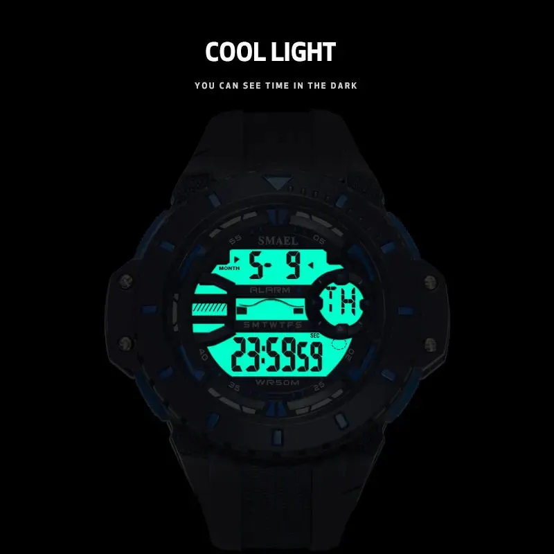 Mens Digital Wristwatches Waterproof SMAEL Sport Watches Alarm Shock Clock LED Watch Men Digital 1519 Military Watches Army Men