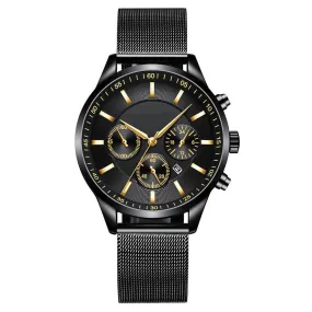 Mens Fashion Mesh Strap Waterproof Watch