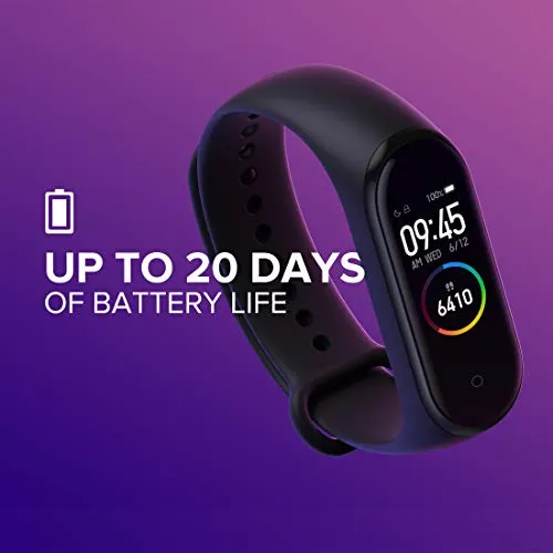 Mi Smart Band 4- India's No.1 Fitness Band, Up-to 20 Days Battery Life, Color AMOLED Full-Touch Screen, Waterproof with Music Control and Unlimited Watch Faces