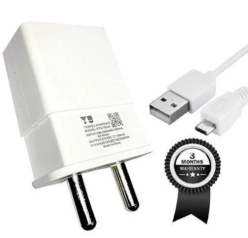 MIMOB 100% Original Micromax Yu YTC15C01 1.5A Fast Wall Home Travel Charger (WHITE) with USB Data Cable for All Micromax & Yu Yureka , Yuphoria, Yunicorn Phones