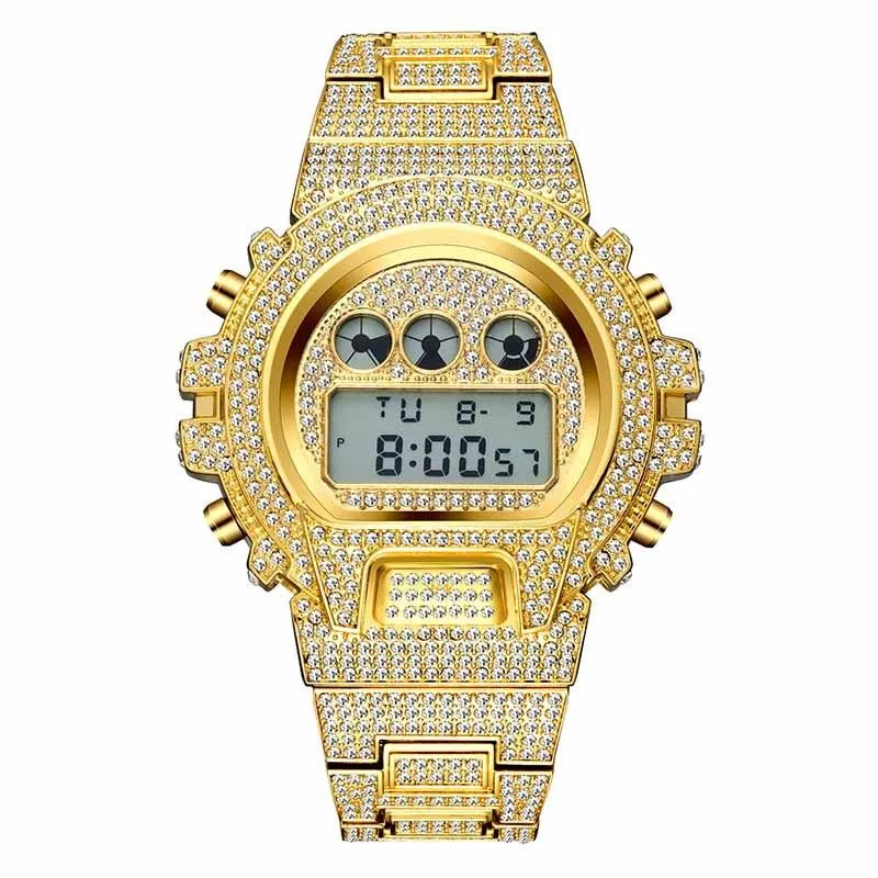 MISSFOX Multi-function G Style Shock Digital Mens Watches Top Luxury Brand LED 18K Gold Watch Men Hip Hop Male Iced Out Watches