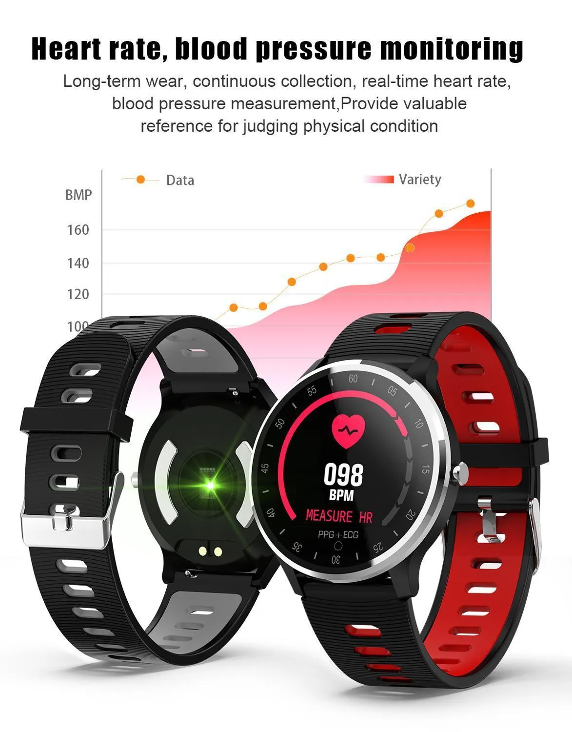 New Heart Rate Monitor Blood Pressure Fitness Tracker Sport Smartwatch For iPhone Androids