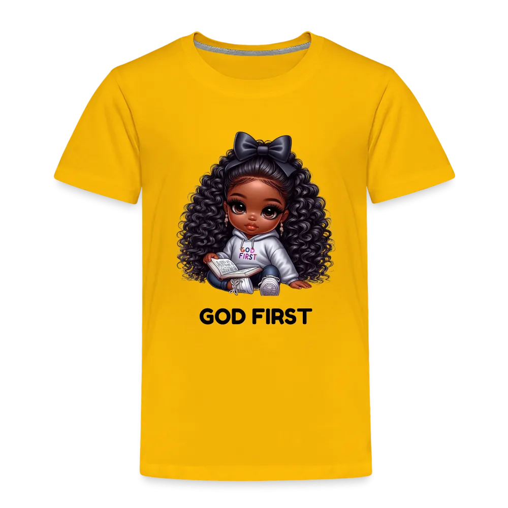 NicholesGifts African American Toddler Girls God First Short Sleeve T-Shirt