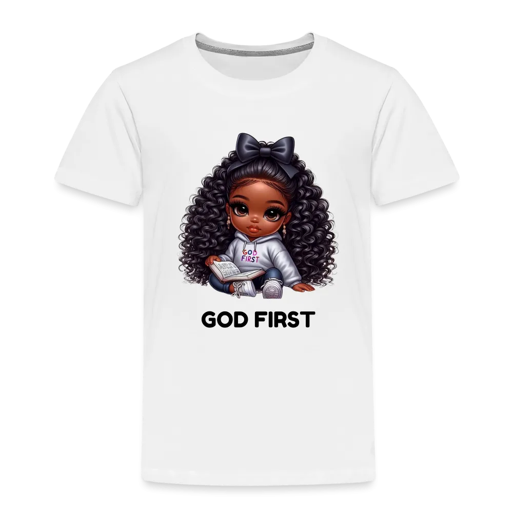 NicholesGifts African American Toddler Girls God First Short Sleeve T-Shirt